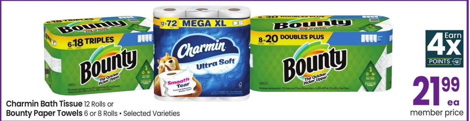 Charmin Bath Tissue or Bounty Paper Towels