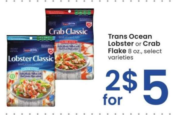 Trans Ocean Lobster or Crab Flake - 8 oz., select varieties