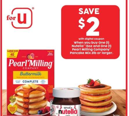 Nutella® 13oz and One (1) Pearl Milling Company® Pancake Mix 2lb or larger