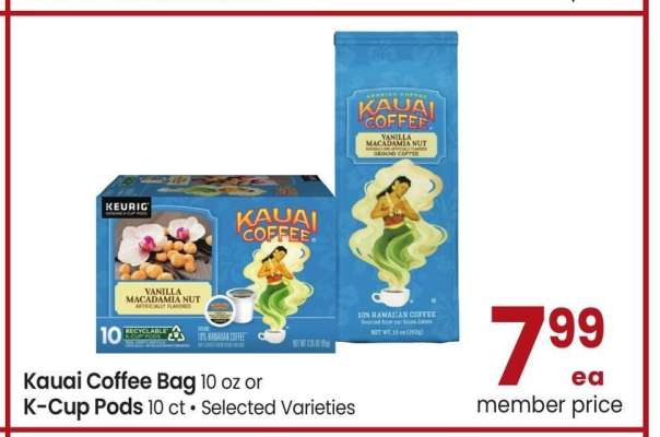 Kauai Coffee Bag 10 oz or K-Cup Pods 10 ct - Selected Varieties