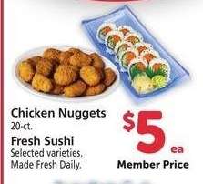 Chicken Nuggets / Fresh Sushi