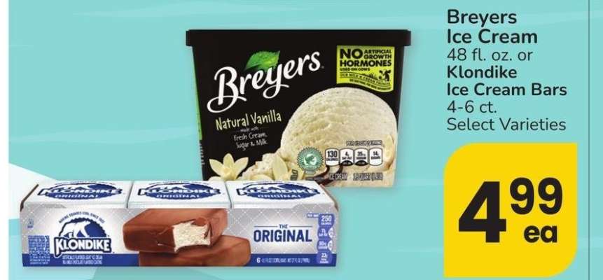 Breyers Ice Cream 48 fl. oz. or Klondike Ice Cream Bars 4-6 ct. - Select Varieties