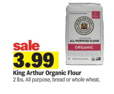 King Arthur Organic Flour - 2 lbs. All purpose, bread or whole wheat.