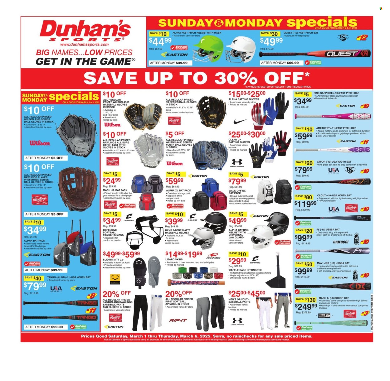 Dunham's Sports ad - 03/01/2025 - 03/06/2025. Page 1