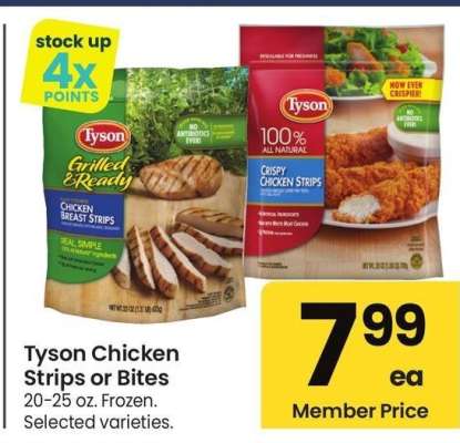 Tyson Chicken Strips or Bites - 20-25 oz. Frozen. Selected varieties.