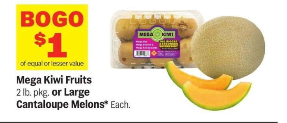 Mega Kiwi Fruits 2 lb. pkg. or Large Cantaloupe Melons* Each