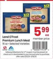 Land O'Frost Premium Lunch Meat