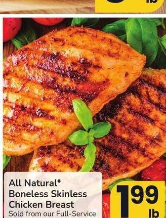 All Natural* Boneless Skinless Chicken Breast - Sold from our Full - Service Butcher Block