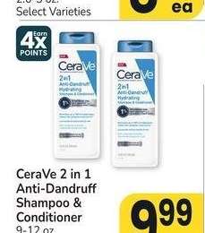 CeraVe 2 in 1 Anti-Dandruff Shampoo & Conditioner - 9-12 oz. Select Varieties