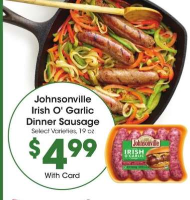 Johnsonville Irish O'Garlic Dinner Sausage - Select Varieties, 19 oz