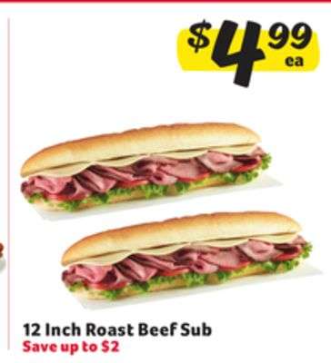 12 Inch Roast Beef Sub