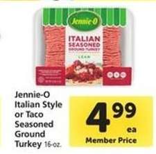 Jennie-O Italian Style or Taco Seasoned Ground Turkey