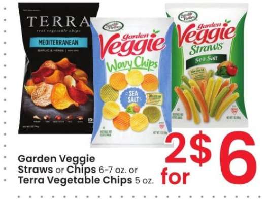 Garden Veggie Straws or Chips 6-7 oz. or Terra Vegetable Chips 5 oz.
