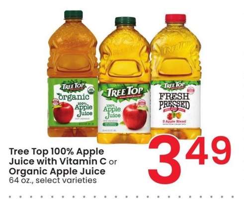 Tree Top 100% Apple Juice with Vitamin C or Organic Apple Juice - 64 oz., select varieties