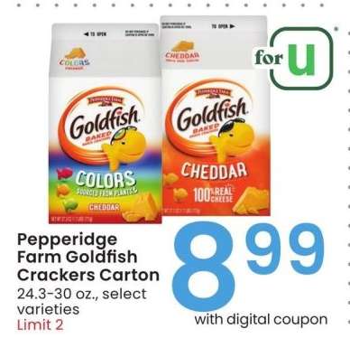 Pepperidge Farm Goldfish Crackers Carton - 24.3-30 oz., select varieties