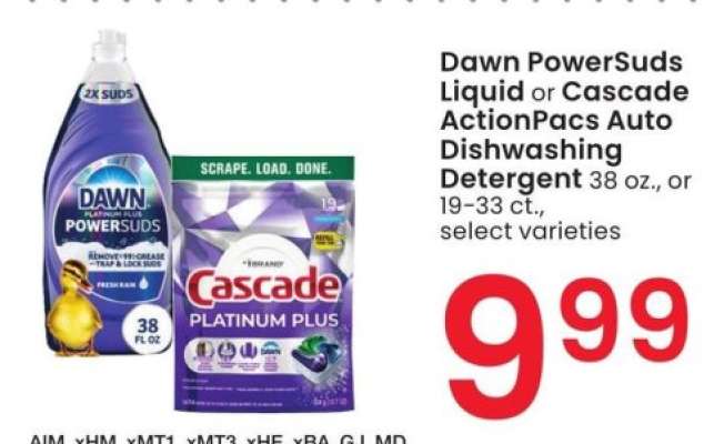 Dawn PowerSuds Liquid or Cascade ActionPacs Auto Dishwashing Detergent - 38 oz., or 19-33 ct., select varieties