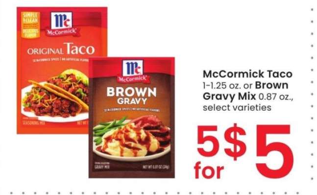 McCormick Taco 1-1.25 oz. or Brown Gravy Mix 0.87 oz. - select varieties