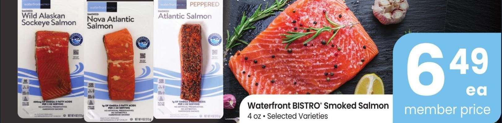 Waterfront BISTRO® Smoked Salmon - 4 oz • Selected Varieties