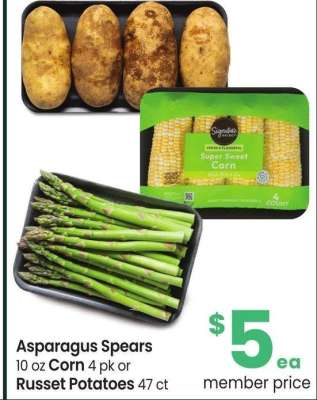 Asparagus Spears 10 oz Corn 4 pk or Russet Potatoes 47 ct