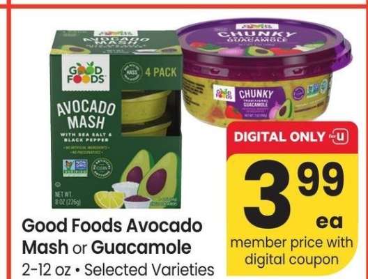 Good Foods Avocado Mash or Guacamole - 2-12 oz • Selected Varieties