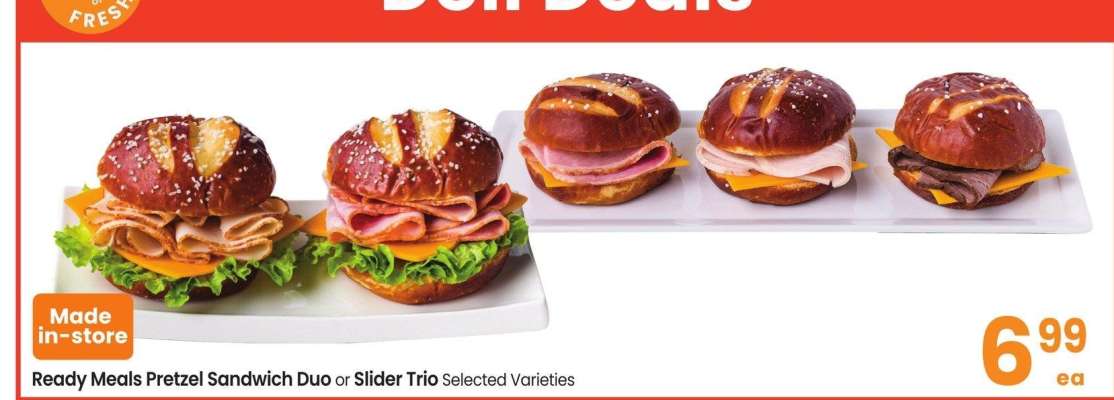 Pretzel Sandwich Duo or Slider Trio - Selected Varieties