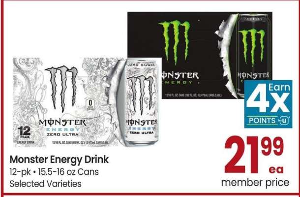 Monster Energy Drink - 12 - pk • 15.5-16 oz Cans
Selected Varieties