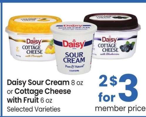 Daisy Sour Cream 8 oz. or Cottage Cheese with Fruit 6 oz. - Selected Varieties