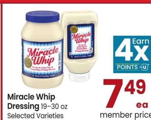Miracle Whip Dressing - 19-30 oz Selected Varieties