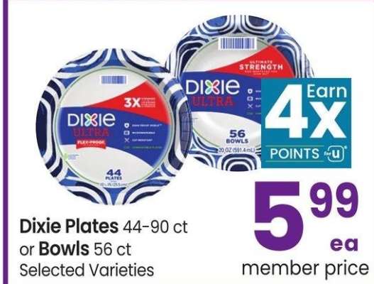 Dixie Plates 44-90 ct or Bowls 56 ct - Selected Varieties