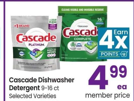 Cascade Dishwasher Detergent - 9-16 ct Selected Varieties