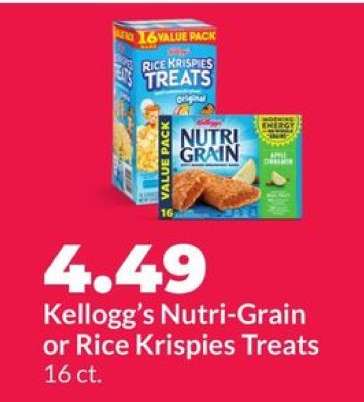 Kellogg's Nutri-Grain or Rice Krispies Treats