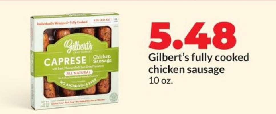 Gilbert’s fully cooked chicken sausage