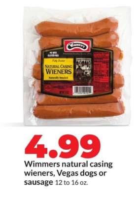 Wimmers natural casing wieners, Vegas dogs or sausage