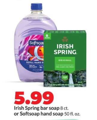 Irish Spring bar soap or Softsoap hand soap