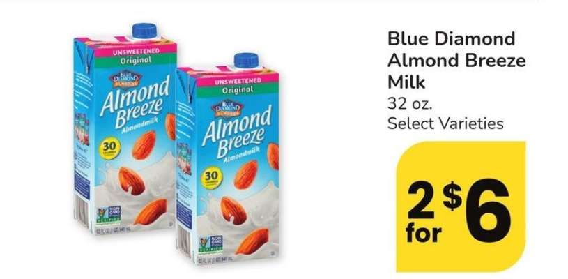 Blue Diamond Almond Breeze Milk - 32 oz. Select Varieties