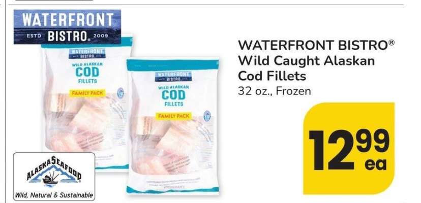 WATERFRONT BISTRO® Wild Caught Alaskan Cod Fillets - 32 oz., Frozen