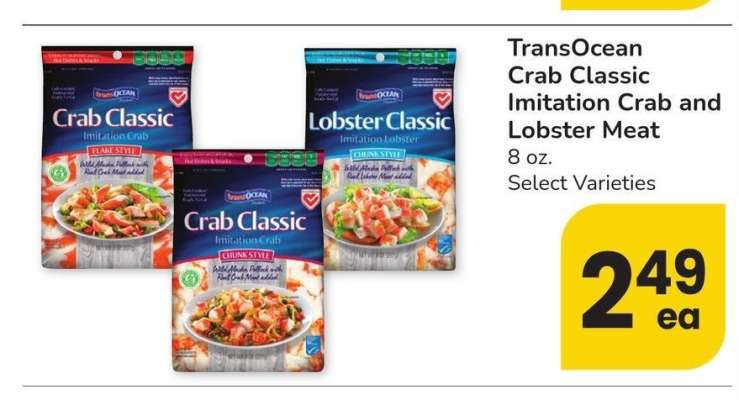 TransOcean Crab Classic Imitation Crab and Lobster Meat - 8 oz. Select Varieties
