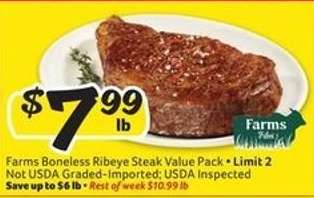 Farms Boneless Ribeye Steak Value Pack
