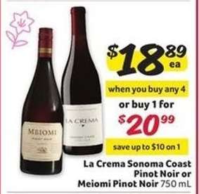 La Crema Sonoma Coast Pinot Noir or Meiomi Pinot Noir