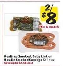 Realtree Smoked, Baby Link or Boudin Smoked Sausage
