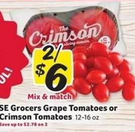 SE Grocers Grape Tomatoes or Crimson Tomatoes