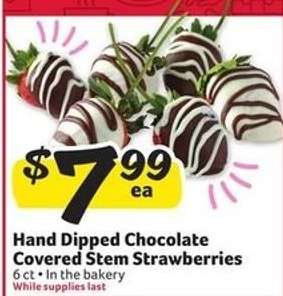 Hand Dipped Chocolate Covered Stem Strawberries