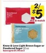 Know & Love Light Brown Sugar or Powdered Sugar