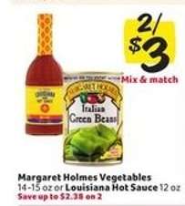 Margaret Holmes Vegetables or Louisiana Hot Sauce