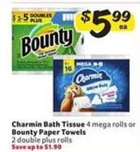 Charmin Bath Tissue or Bounty Paper Towels