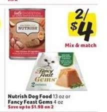 Nutrish Dog Food or Fancy Feast Gems