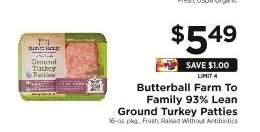 Butterball Farm to Family 93% Lean Ground Turkey Patties