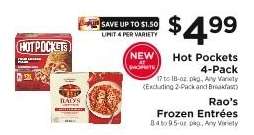 Hot Pockets 4-Pack and Rao’s Frozen Entrées
