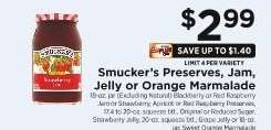Smucker's Preserves, Jam, Jelly or Orange Marmalade