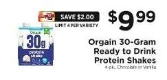 Orgain 30-Gram Ready to Drink Protein Shakes